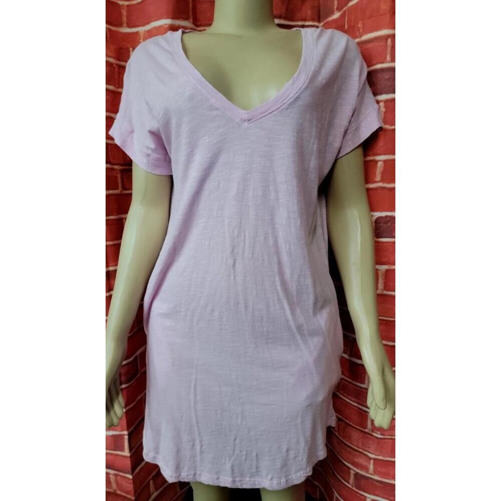 ALLEN ALLEN Tank Shirt Dress XS Pink With Pockets #C